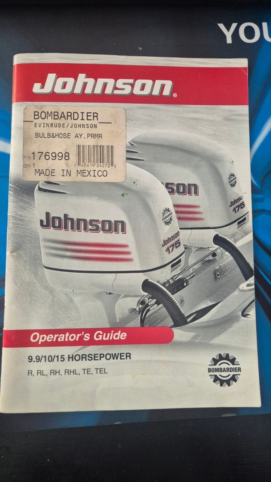 Johnson Buitenboordmotor Handleiding 9.9/10/15 PK, Ophalen of Verzenden, Gelezen, Algemeen, Johnson / Bombardier
