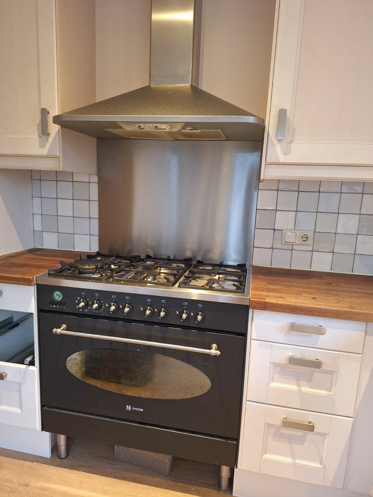 M-System gasfornuis met elektrische oven., Gebruikt, 60 cm of meer, Grill, Ophalen of Verzenden