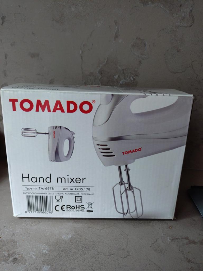 Tomado Handmixer TM-6678 - Nieuw in doos, Minder dan 1 liter, Ophalen of Verzenden, Nieuw, 3 snelheden of meer