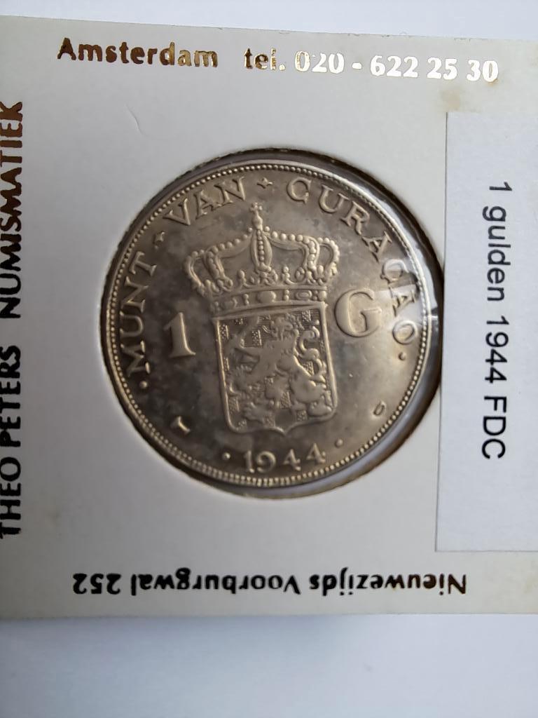 Curaçao 1 gulden 1944 Zilver, 1 gulden, Verzenden, Zilver, Koningin Wilhelmina