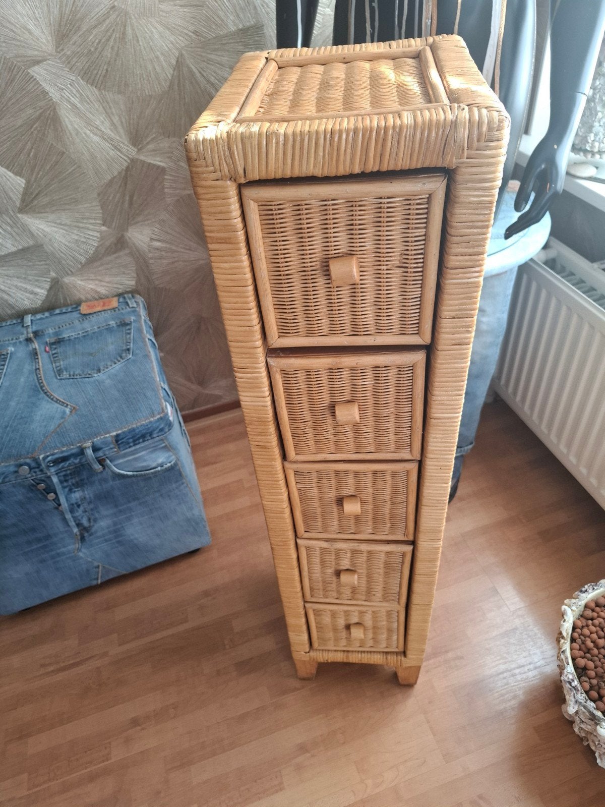 vintage rieten  bamboe kastje, Ophalen, 25 tot 50 cm, 50 tot 100 cm, Minder dan 100 cm