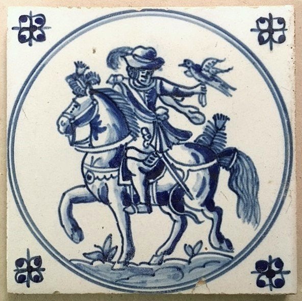 Tegel Valkenier Valk Ruiter Antiek Tichelaar Makkum, Antiek en Kunst, Ophalen of Verzenden