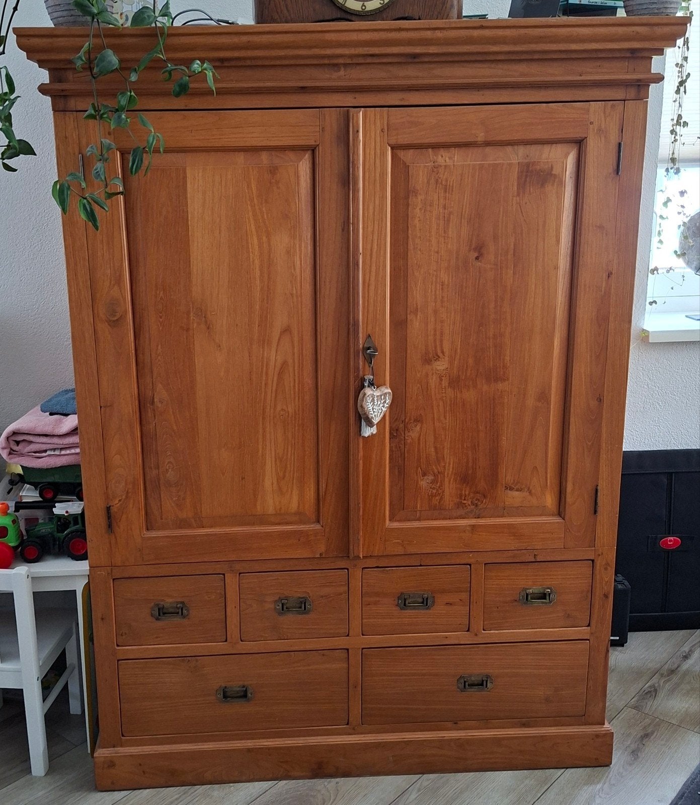 Teakhouten (Tv) kast, Ophalen, Gebruikt, 100 tot 150 cm, 150 tot 200 cm