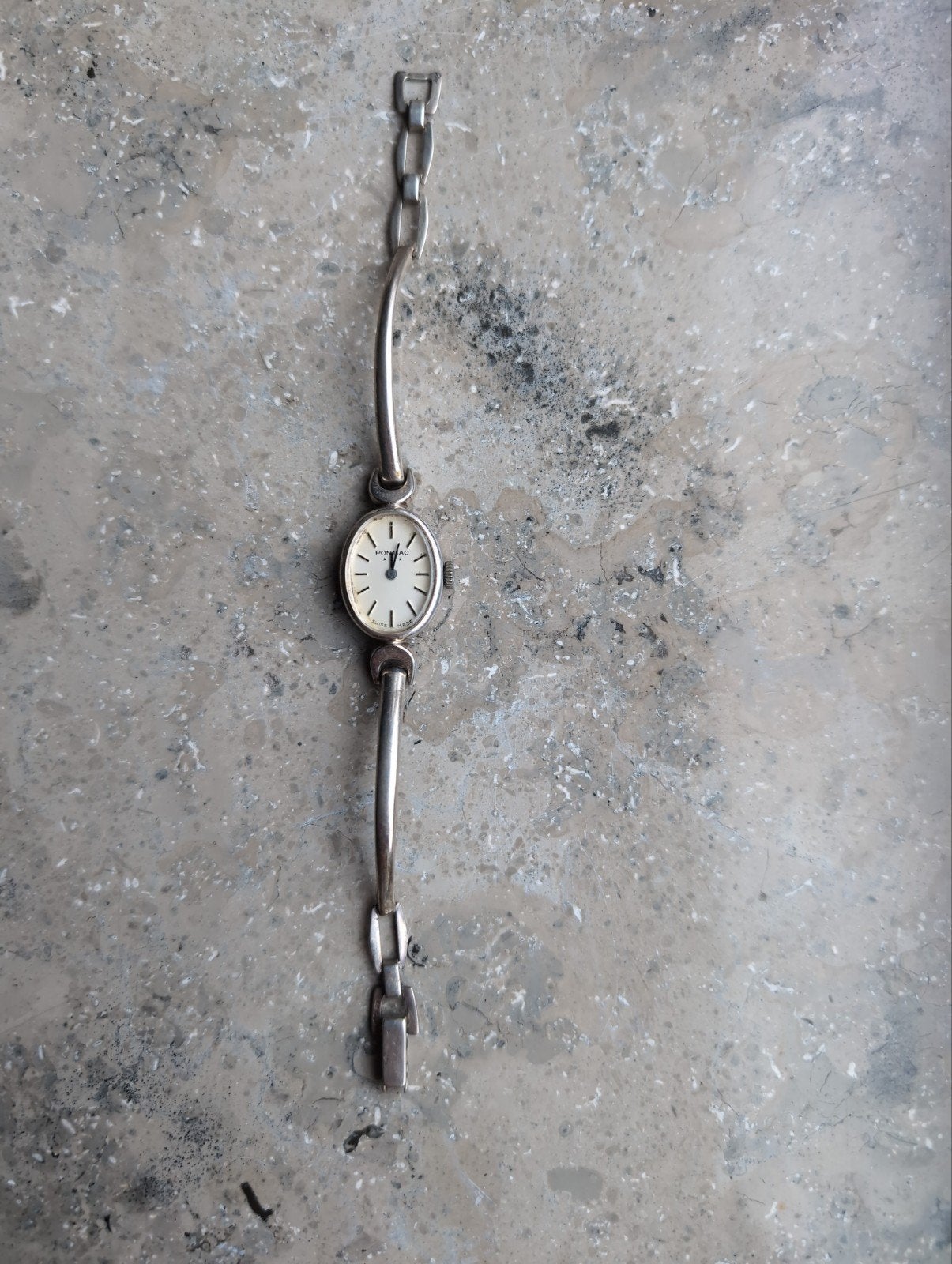 Vintage Pontiac dameshorloge, zilver 835, Sieraden, Tassen en Uiterlijk, Horloges | Dames, Gebruikt, Overige merken, Zilver, Staal