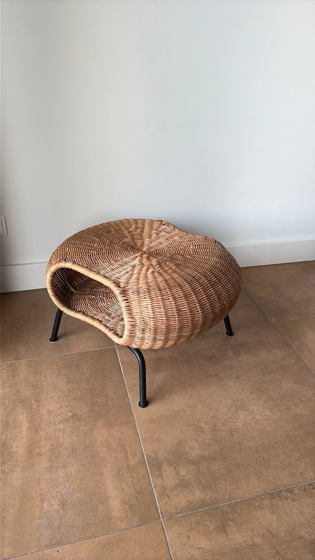 Voetenbankje met opbergruimte rotan antraciet frame, Ophalen of Verzenden, Zo goed als nieuw, Rechthoekig, Minder dan 50 cm