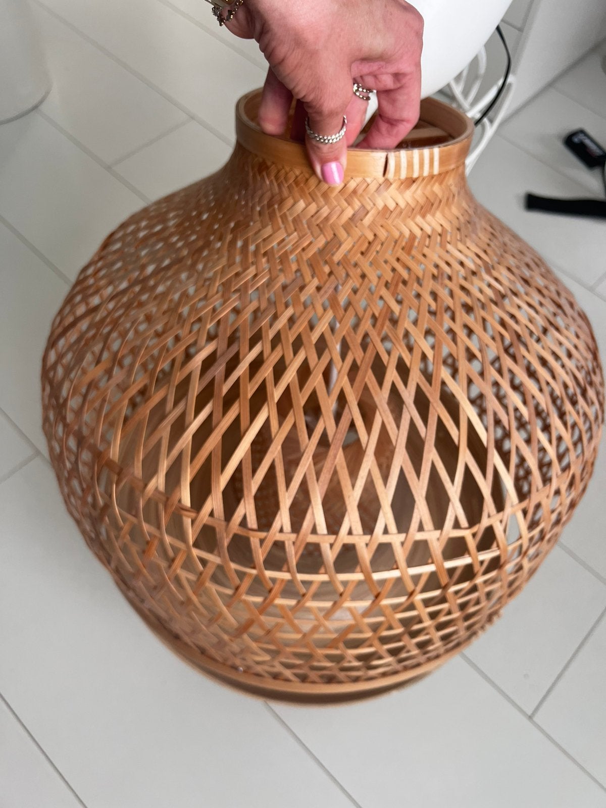 Misterhult hanglamp bamboe, Ophalen, Zo goed als nieuw, Rond