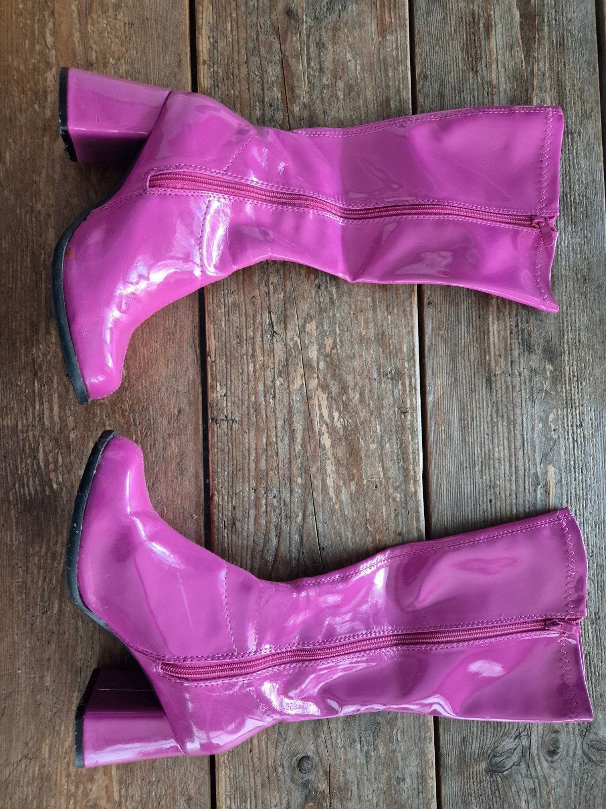 Roze laklaarzen met hak - Maat 38, merk Boland, Ophalen of Verzenden, Gedragen, Roze, Hoge laarzen