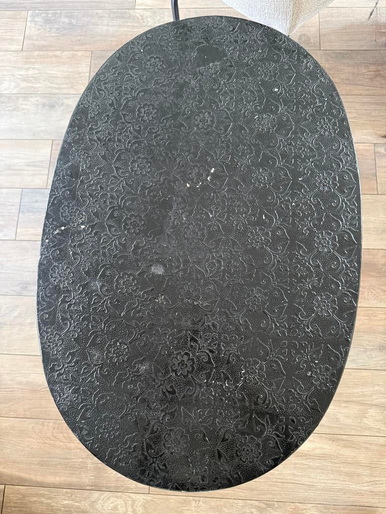 Uniek Oosters zwart bijzettafeltje met lades, Ophalen, Zwart, 50 tot 100 cm, Zo goed als nieuw