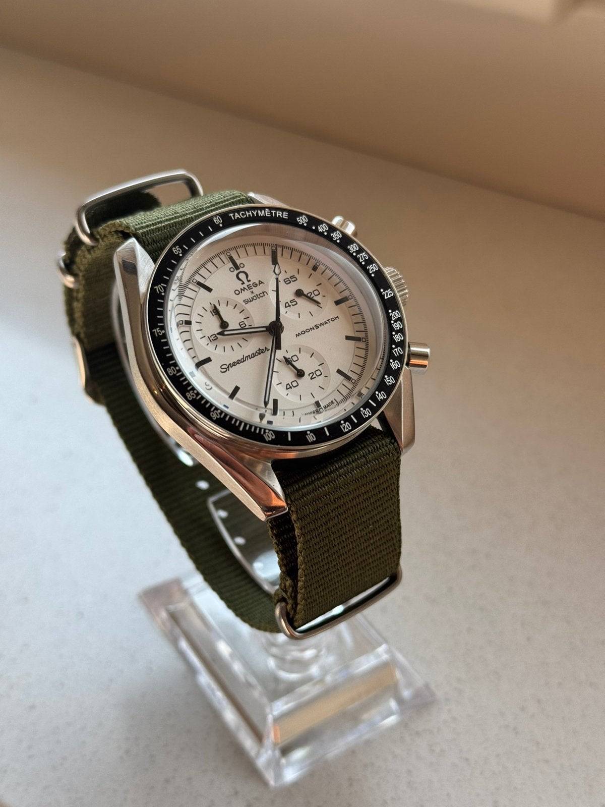 Omega x Swatch MoonSwatch 1965 – Metal Case Mod, Ophalen of Verzenden, Zo goed als nieuw, Omega