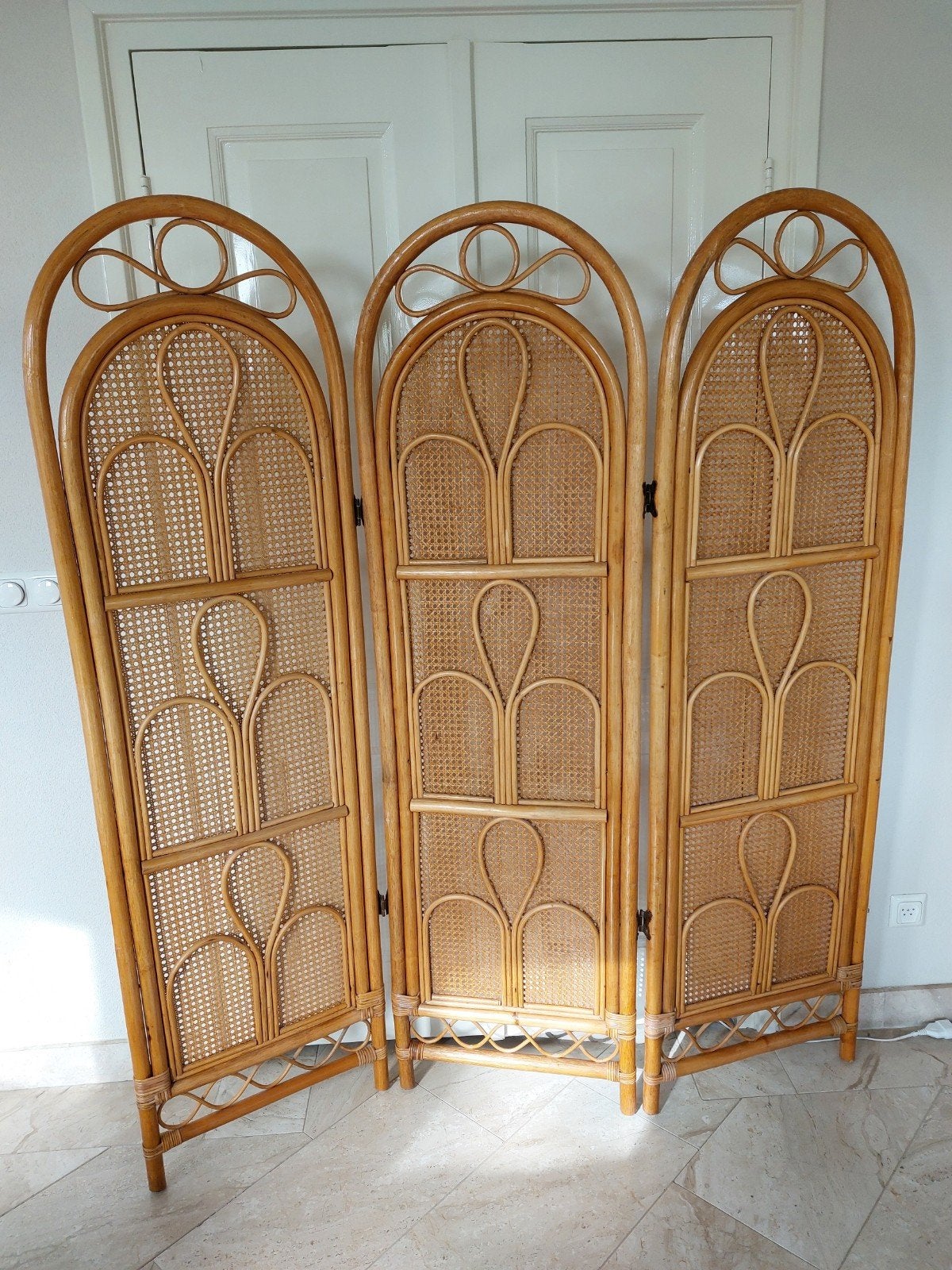 Vintage bamboe rotan kamerscherm roomdivider jaren 60 70, Huis en Inrichting, Woonaccessoires | Kamerschermen, Ophalen, Gebruikt