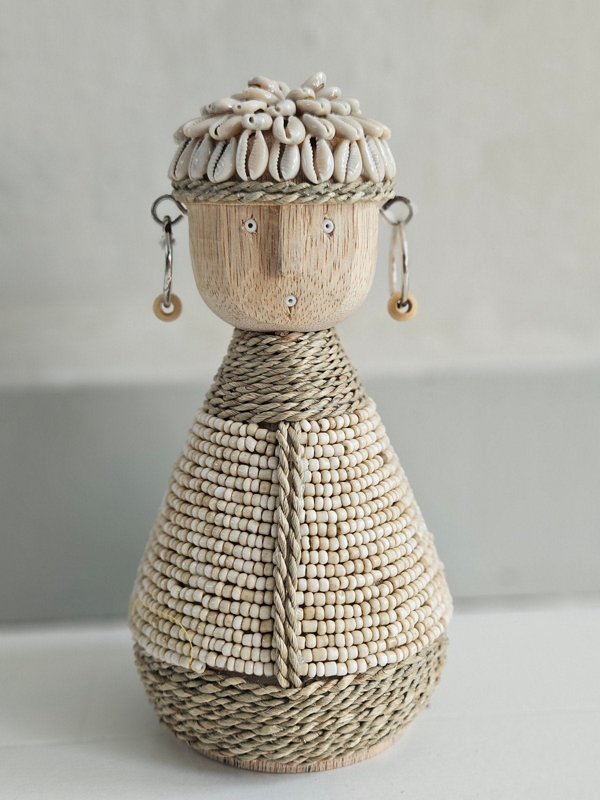 Grote Balinese Namji pop - Bali Boho Ibiza Japandi, Ophalen of Verzenden, Nieuw, Beige, Boho