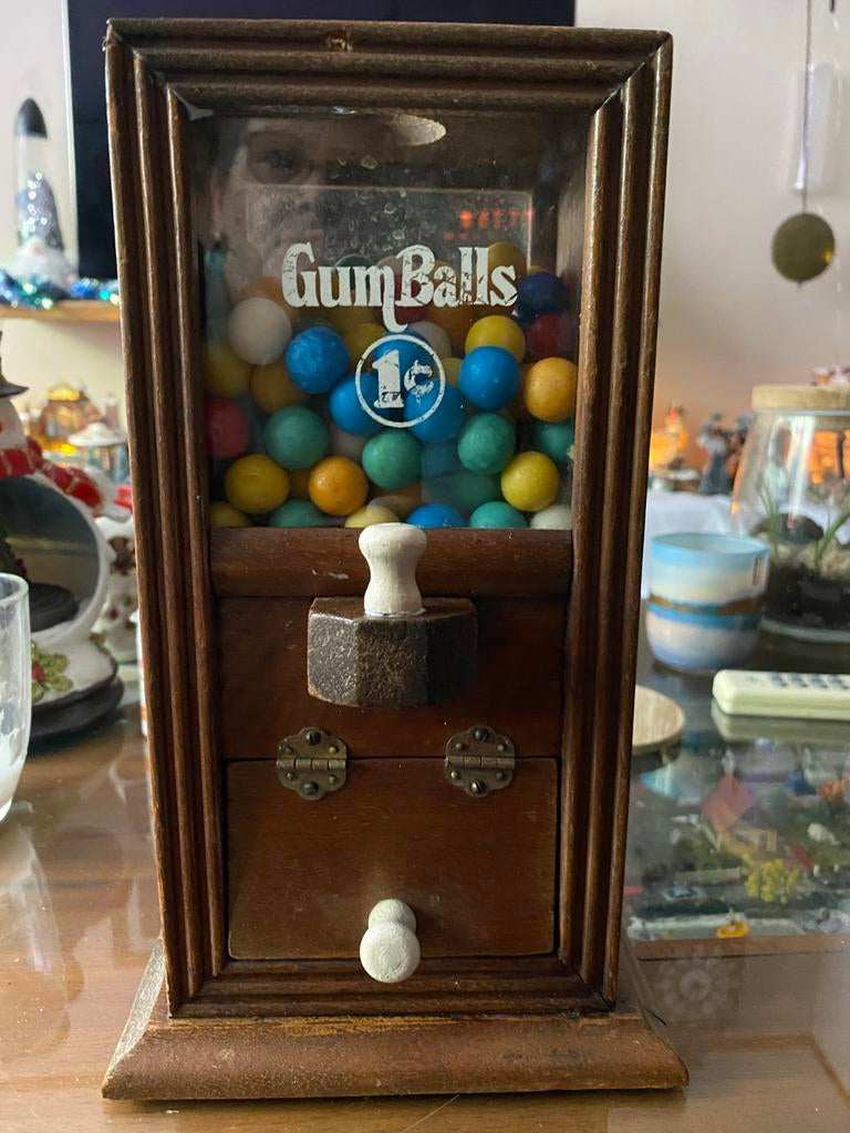 Vintage Houten Gumball Machine - Decoratief, Verzamelen, Automaten | Overige, Ophalen, Gebruikt