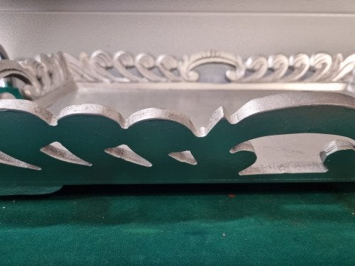 dienblad decoratieblad groot brocant zilverkleur, Huis en Inrichting, Ophalen of Verzenden, 'T Olde Gre-j, Info@toldegrej.nl, Endepoelstraat 20f Didam