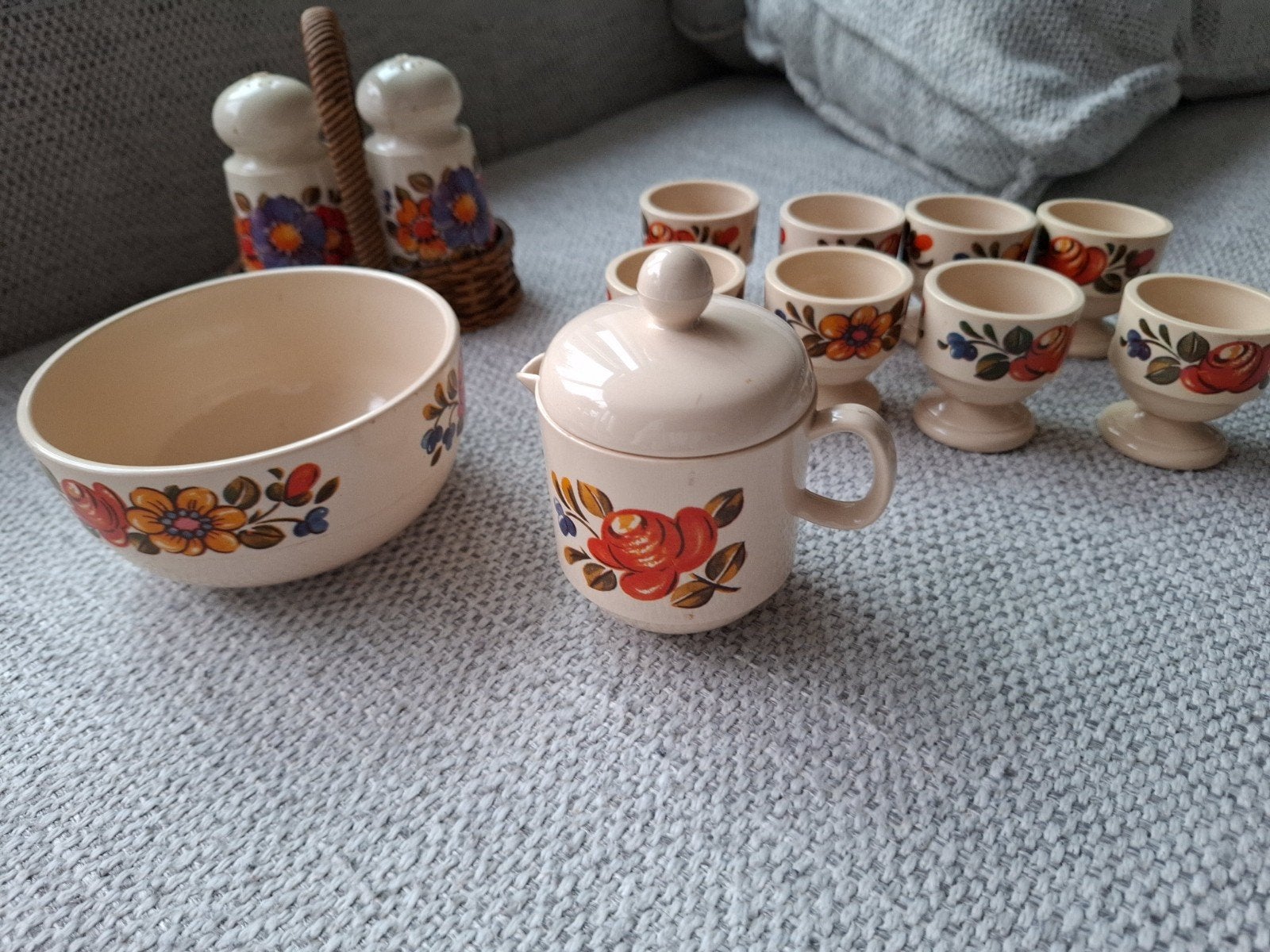 Emsa Retro Vintage Peper- en Zoutstel met Eierdopjes, Kunststof, Ophalen of Verzenden, Meerkleurig, Overige merken