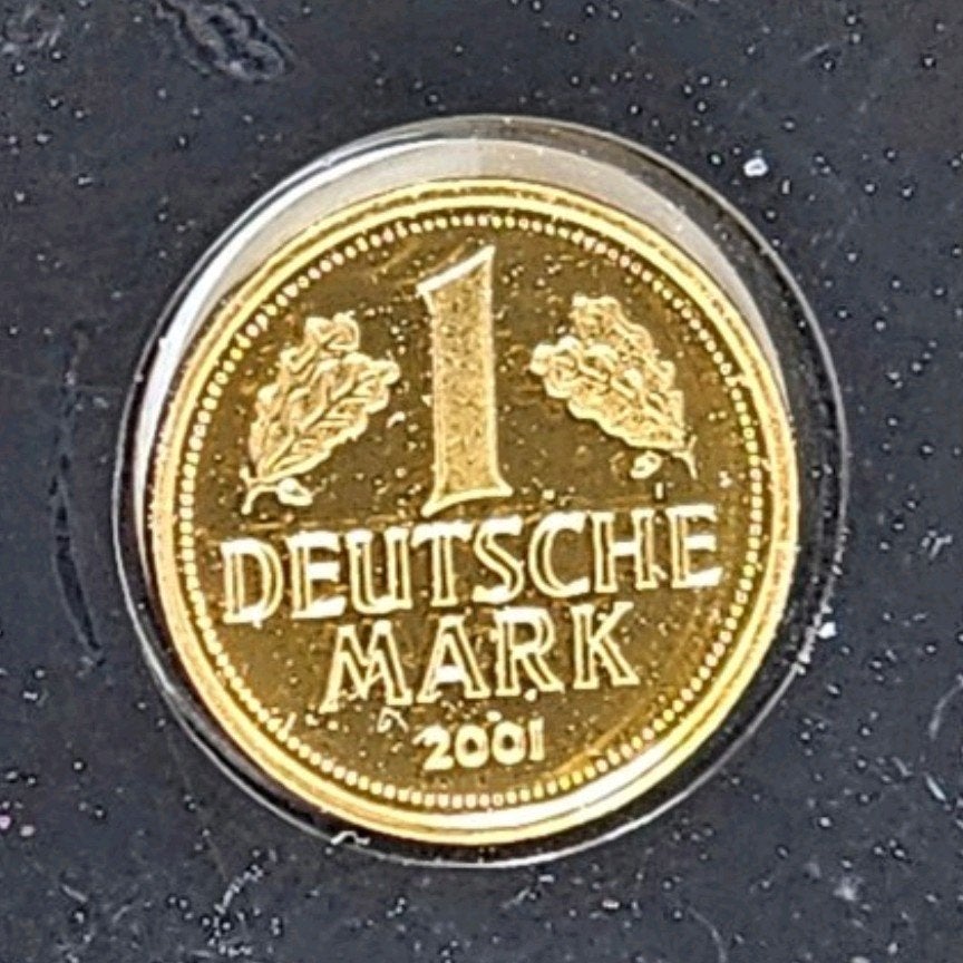 Gouden 14K.585 1 Deutsche Mark 2001, Duitsland, Verzenden, Losse munt, Goud