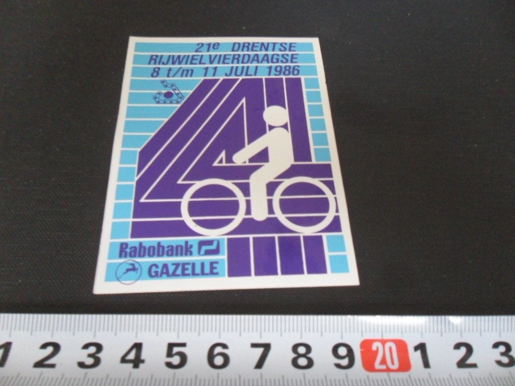 sticker 21e Drentse Rijwielvierdaagse 1986 GAZELLE RABOBANK, Ophalen of Verzenden, Zo goed als nieuw