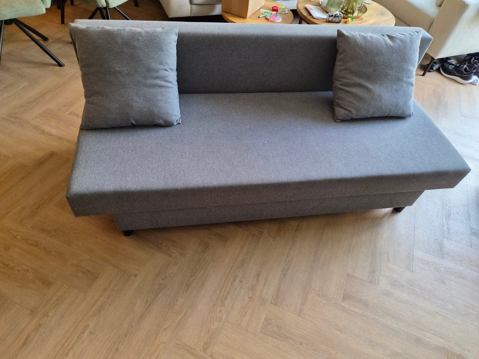 IKEA ASARUM 3-zits Slaapbank met opbergruimte, Ophalen, Tweepersoons, Grijs, 140 cm