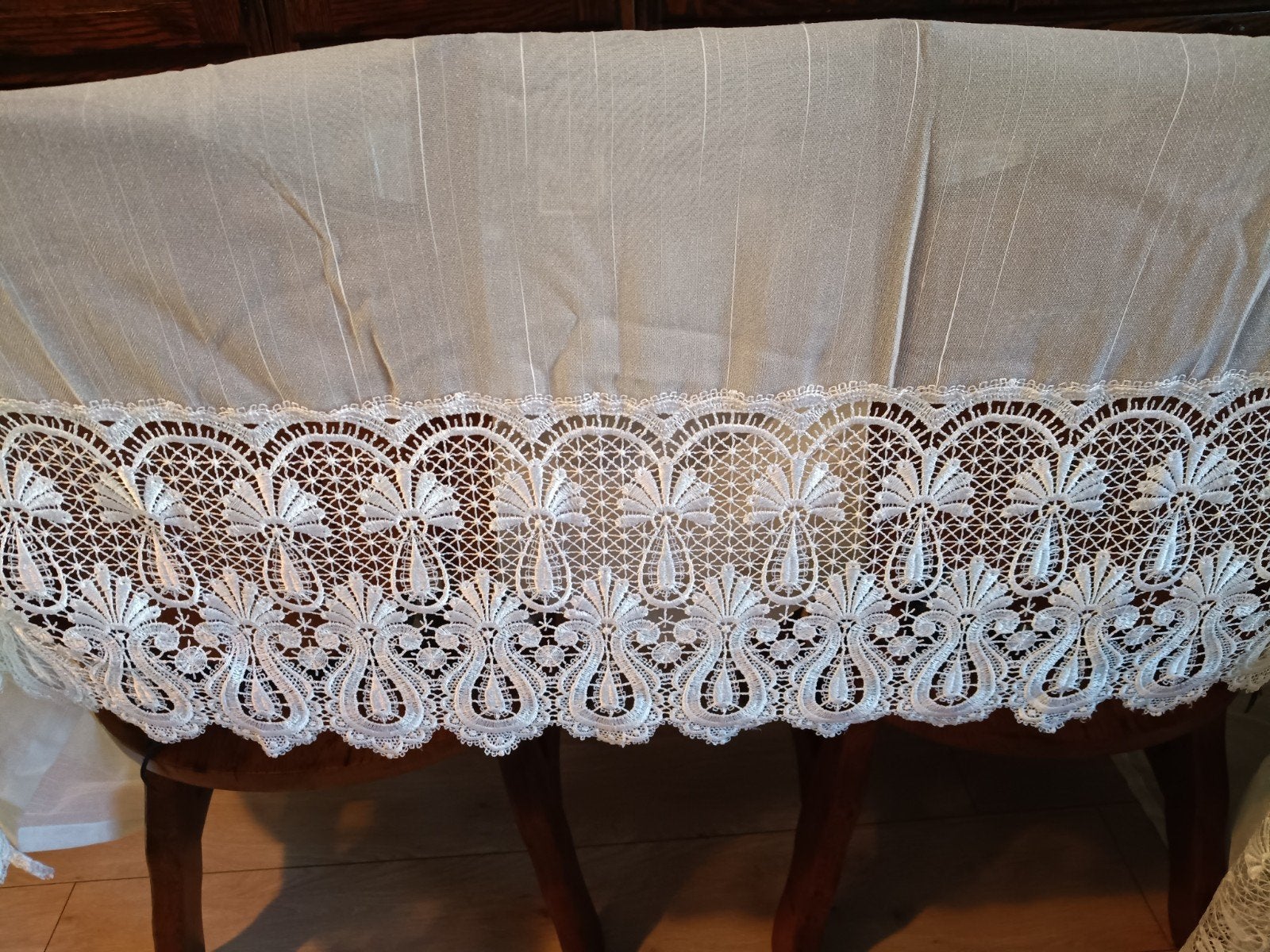 Witte vitrage met kant 3 stuks, Vitrage, Gebruikt, Overige merken, Wit