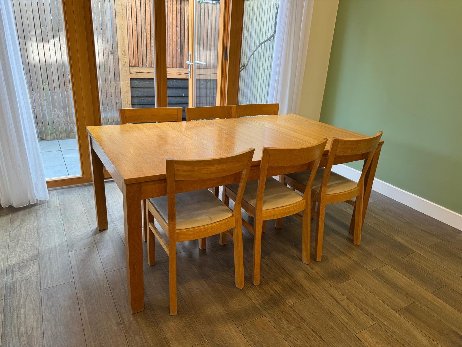 IKEA houten eettafel met 6 stoelen - uitschuifbaar, Ophalen, Gebruikt, Vijf personen of meer, Rechthoekig