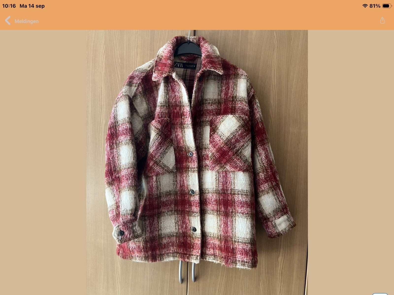 Zara geruite    Jas,   rood/beige/bruin - Mt, XS, Kleding | Dames, Verzenden, Zo goed als nieuw, Maat 34 (XS) of kleiner, Rood