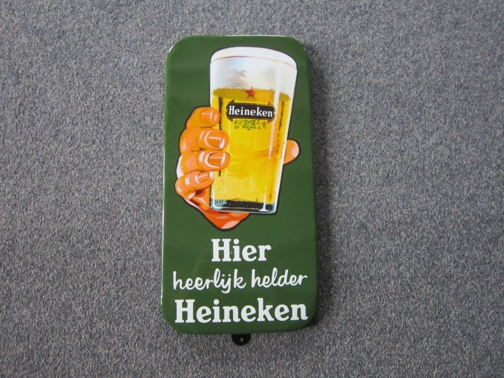 HEINEKEN EMAILLE RECLAMEBORD, Ophalen, Zo goed als nieuw, Reclamebord, Plaat of Schild, Heineken
