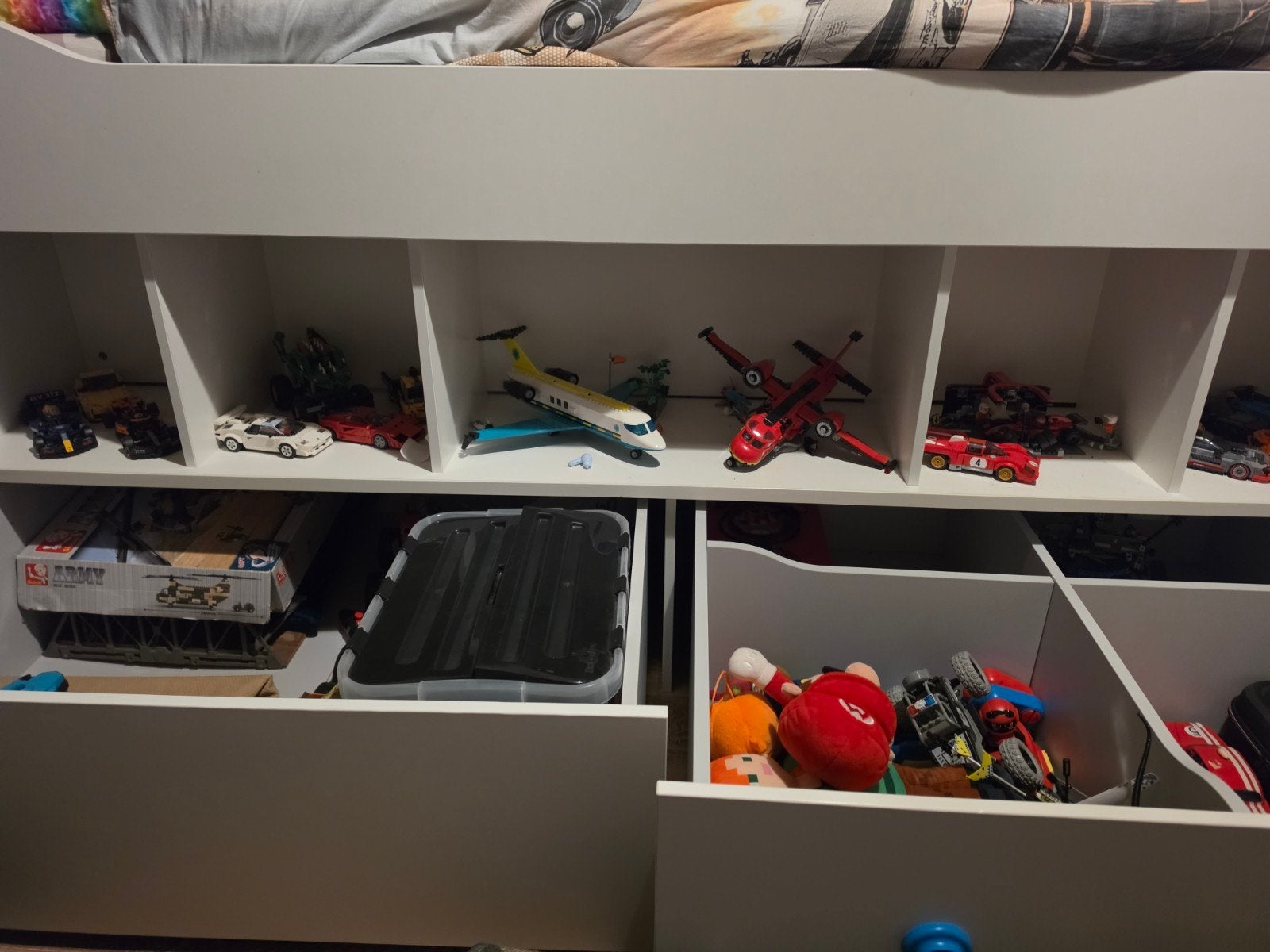 Wit hoogslaper bed met opbergruimte, Ophalen, 85 tot 100 cm, Gebruikt, Lattenbodem