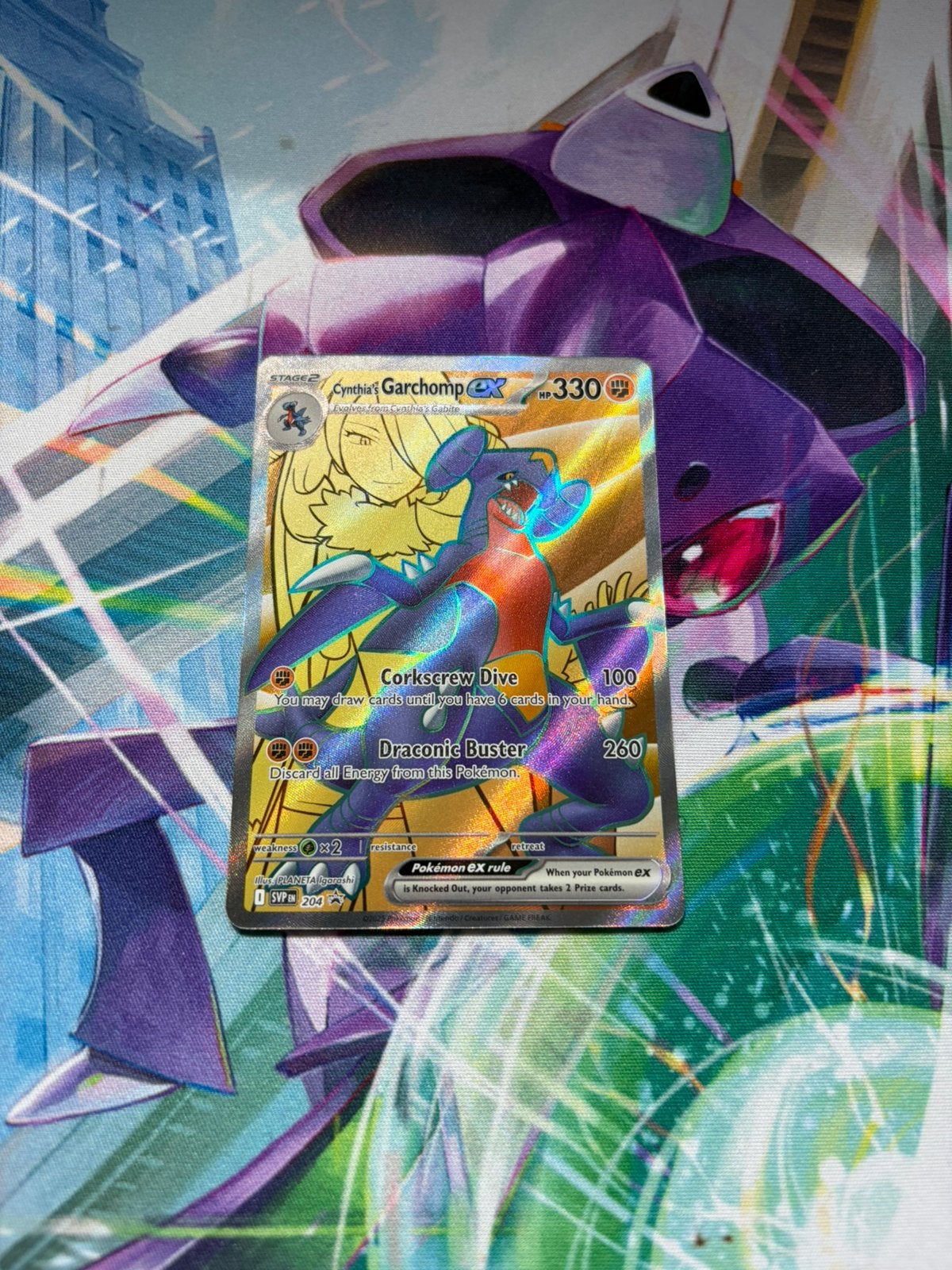 Cynthia’s Garchomp ex SVP 204 Black Star Promo Full Art Card, Ophalen of Verzenden, Zo goed als nieuw, Foil