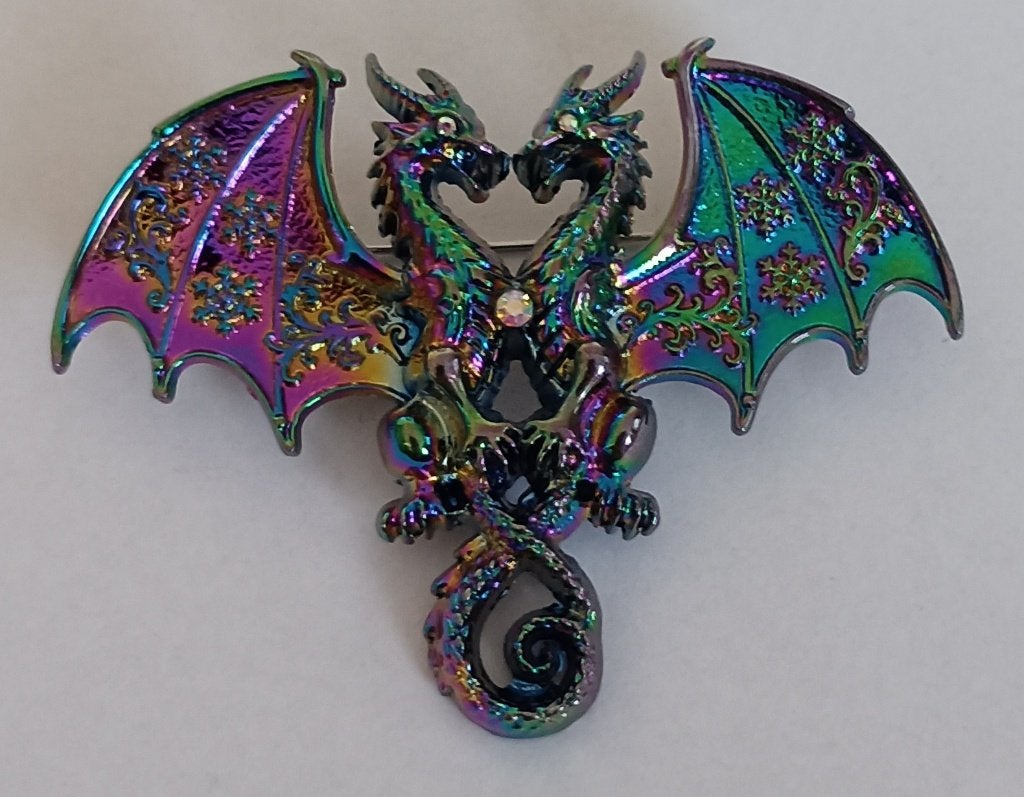 2 koppige draak broche, Overige materialen, Overige kleuren, Nieuw, Ophalen of Verzenden