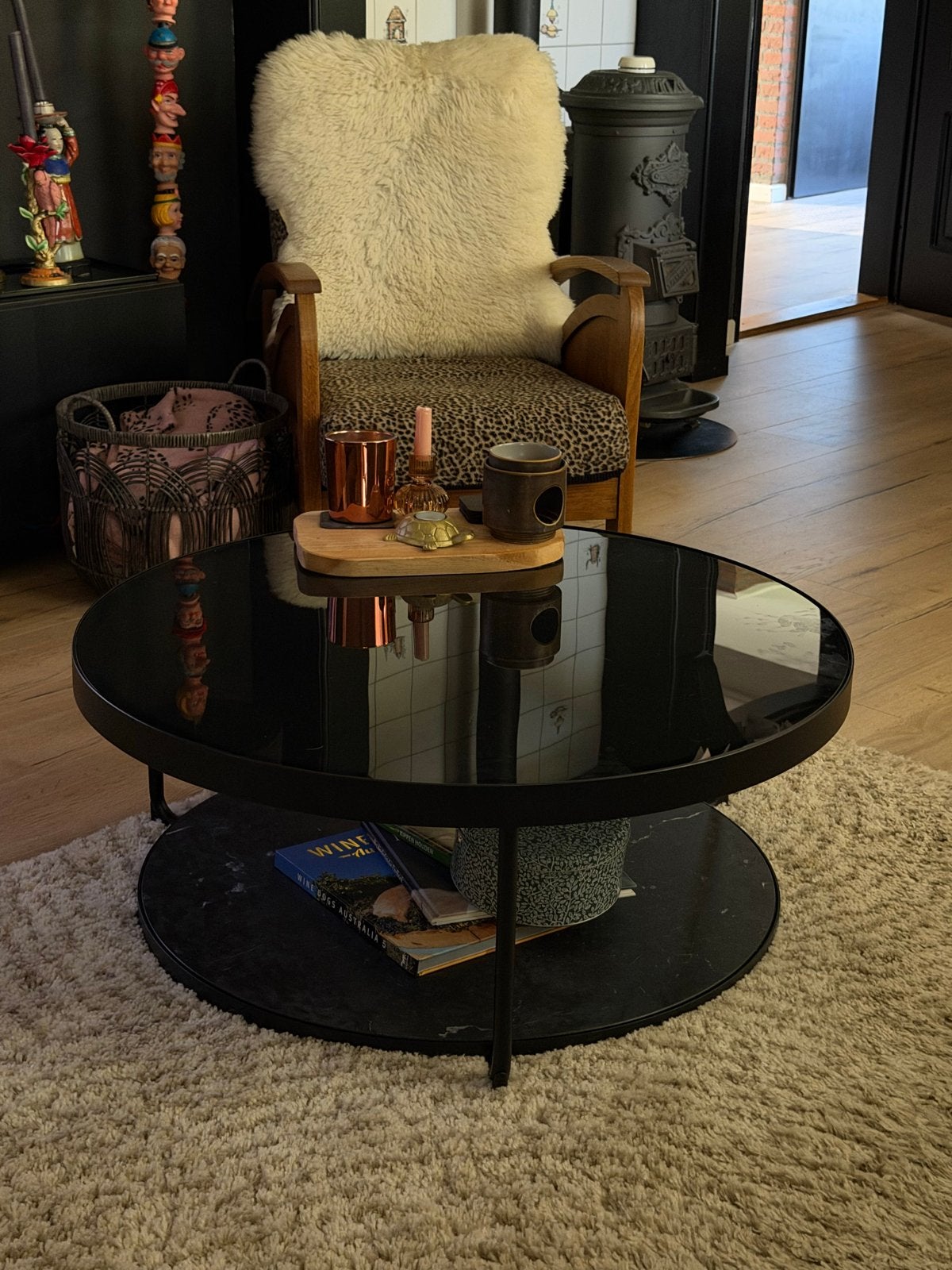 IKEA LACK Salontafel met Zwart Glas en Marmerpatroon, Huis en Inrichting, Ophalen, Rond, 50 tot 100 cm, 5 – 50