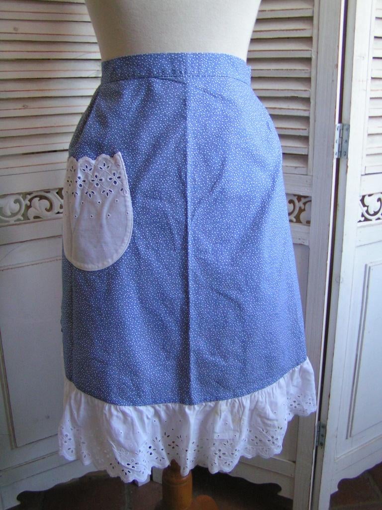 blauw vintage schort nr XX 304 ger willy, Verzenden, Blauw