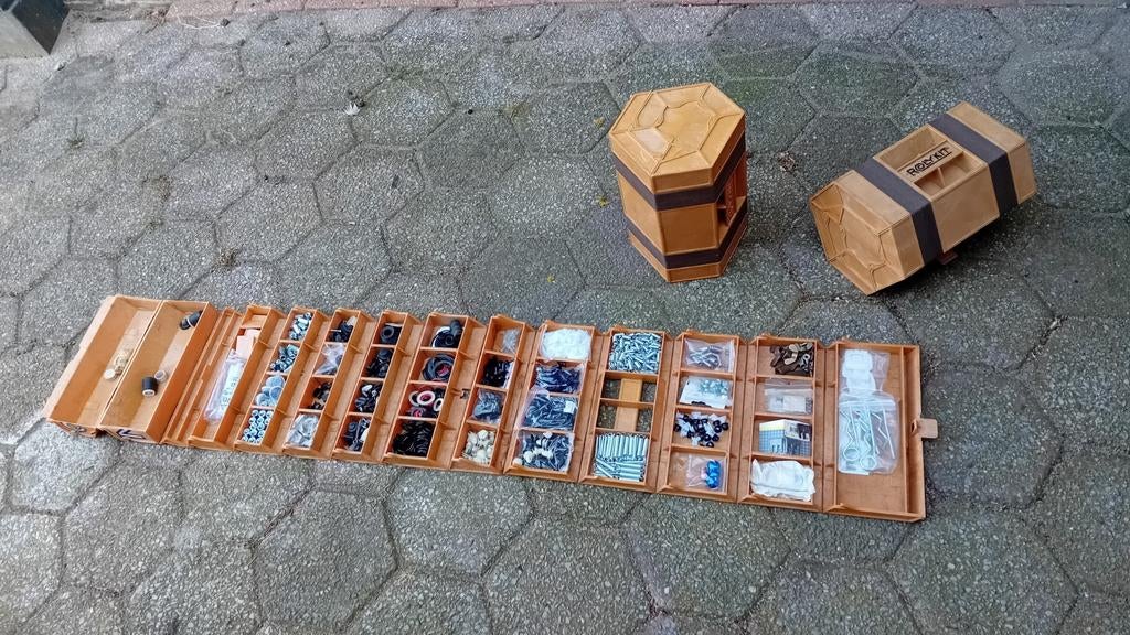 Vintage Rolykit oprolbaar opbergsysteem - 2 stuks, Ophalen of Verzenden, Gebruikt