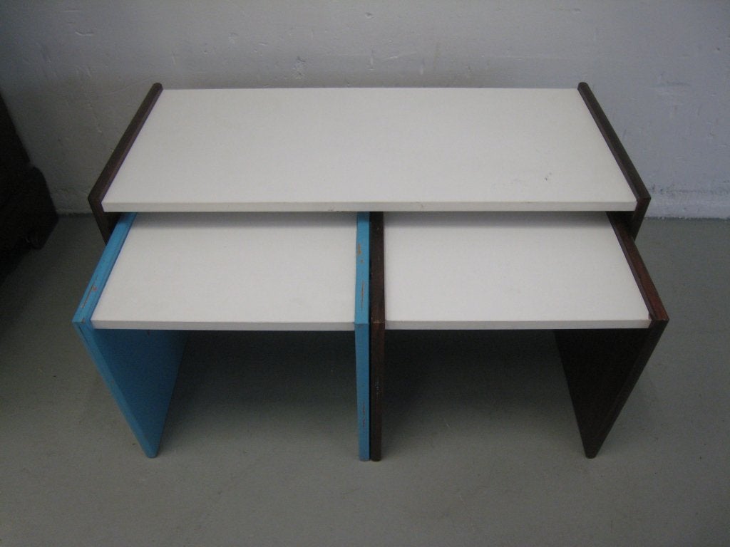 Set van 3 vintage nesting tables, Niet ingevuld, Gebruikt, Niet ingevuld, Niet ingevuld