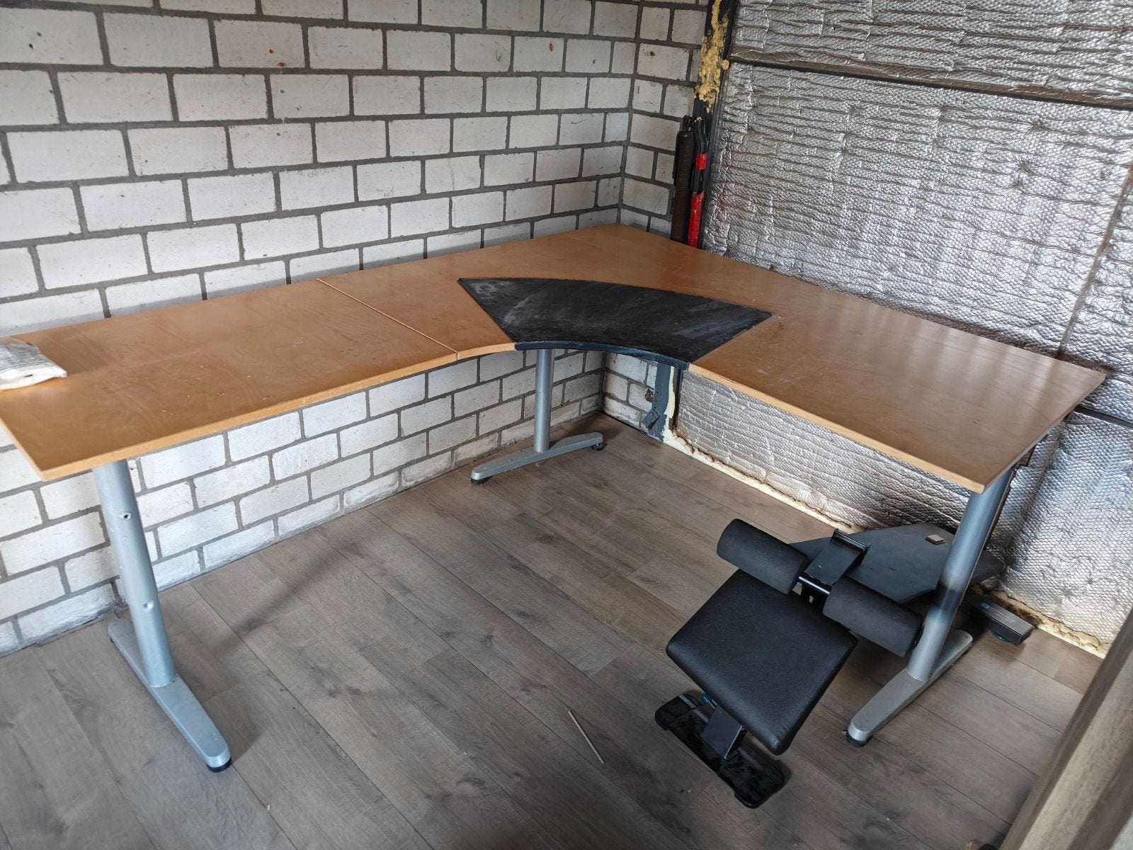 hoek bureau, Demontabel, Gebruikt, Hout, Hoekbureau
