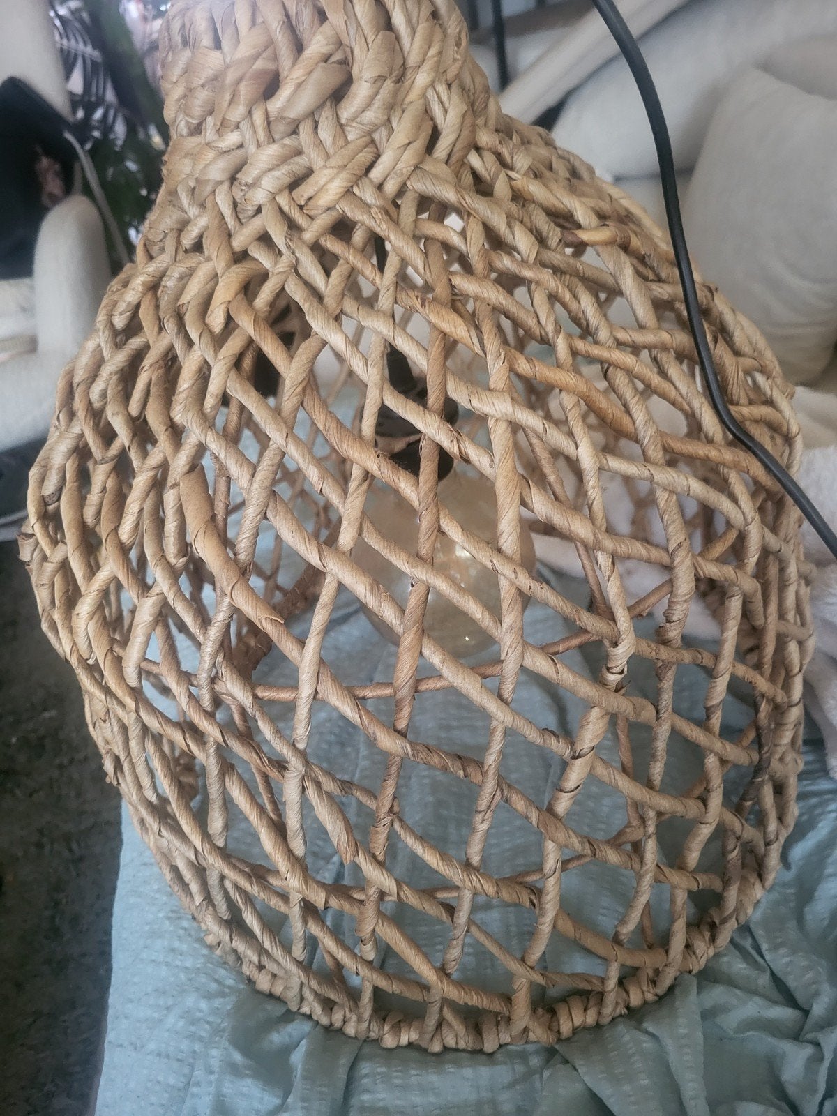 mooie grote ibiza lamp, Ophalen, Natuurlijk materiaal, E27 (groot)
