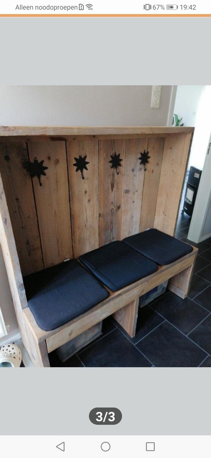Steigerhouten bankje, Ophalen, Minder dan 75 cm, Tweepersoons, Minder dan 150 cm