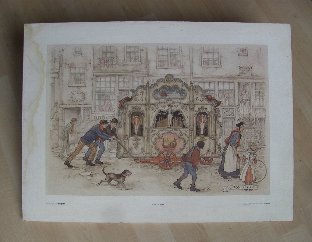 prent / plaat  -  draaiorgel  -  Anton Pieck, Gebruikt, Ophalen of Verzenden, Voor 1940, Prent