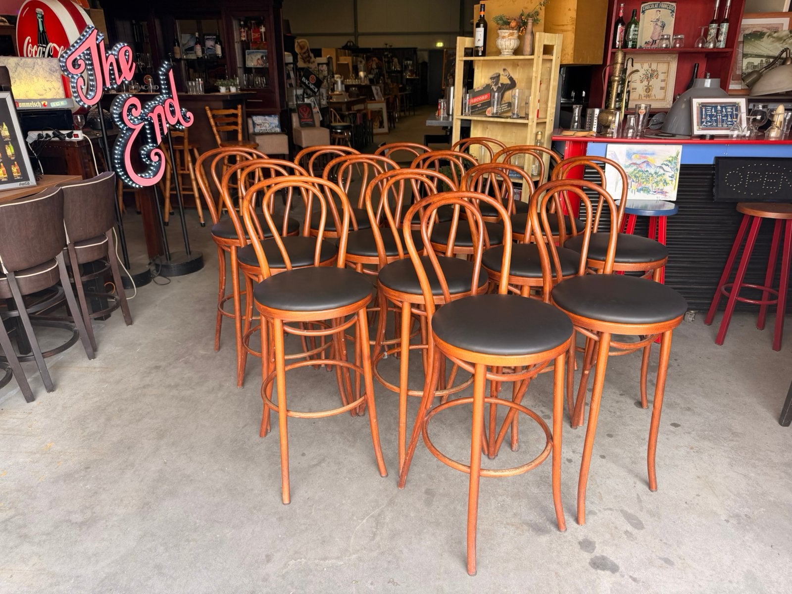 Bistro krukken bar cafe retro klassiek vintage barkrukken, Hout, Met voetsteun, 60 tot 90 cm, Ophalen of Verzenden