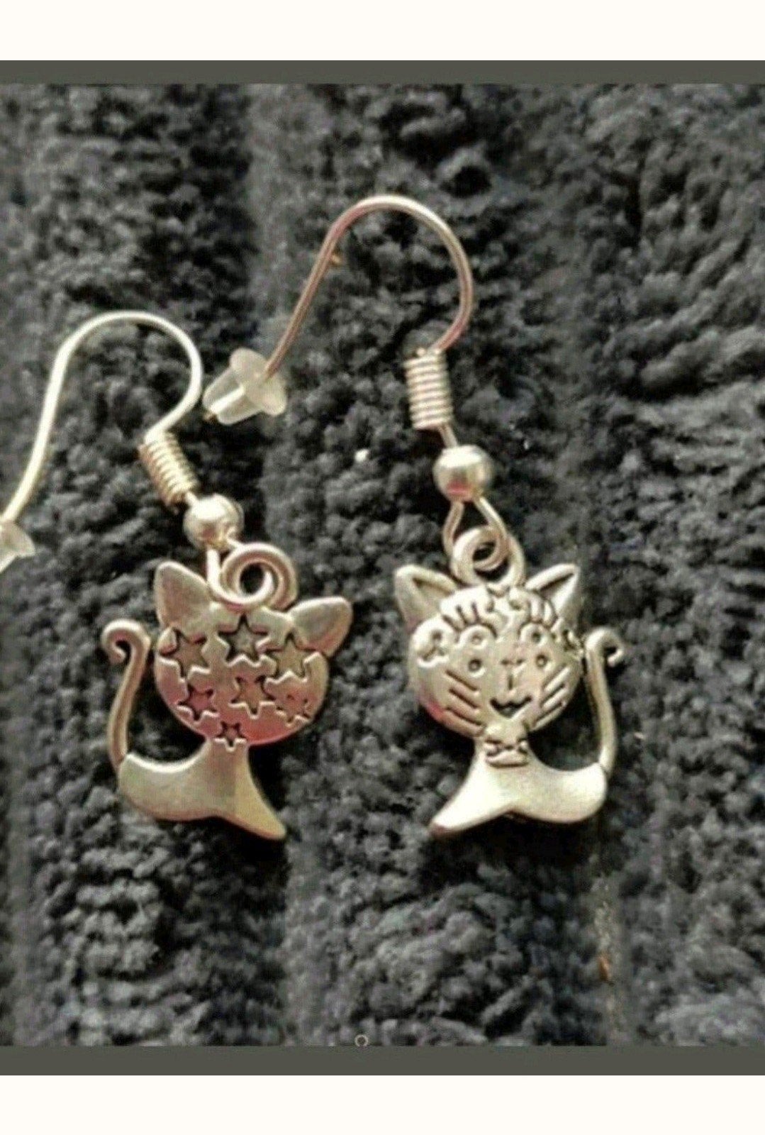 zilveren oorbellen kat, Hangers, Verzenden, Nieuw, Zilver