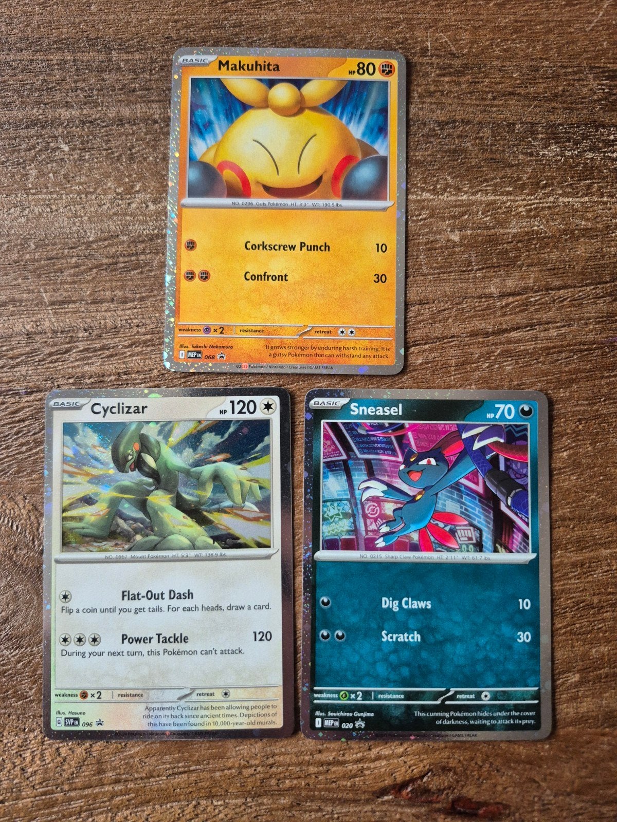 Makuhita, Cyclizar & Sneasel Cosmos Holo Promo's, Ophalen of Verzenden, Zo goed als nieuw, Meerdere kaarten