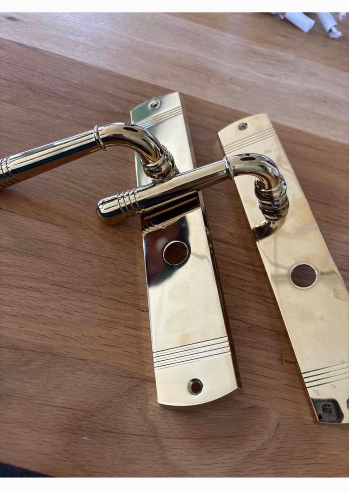 Gouden Deurklinken met Plaat - Klassiek Design, Ophalen of Verzenden, Nieuw, Koper of Messing, Klink of Kruk