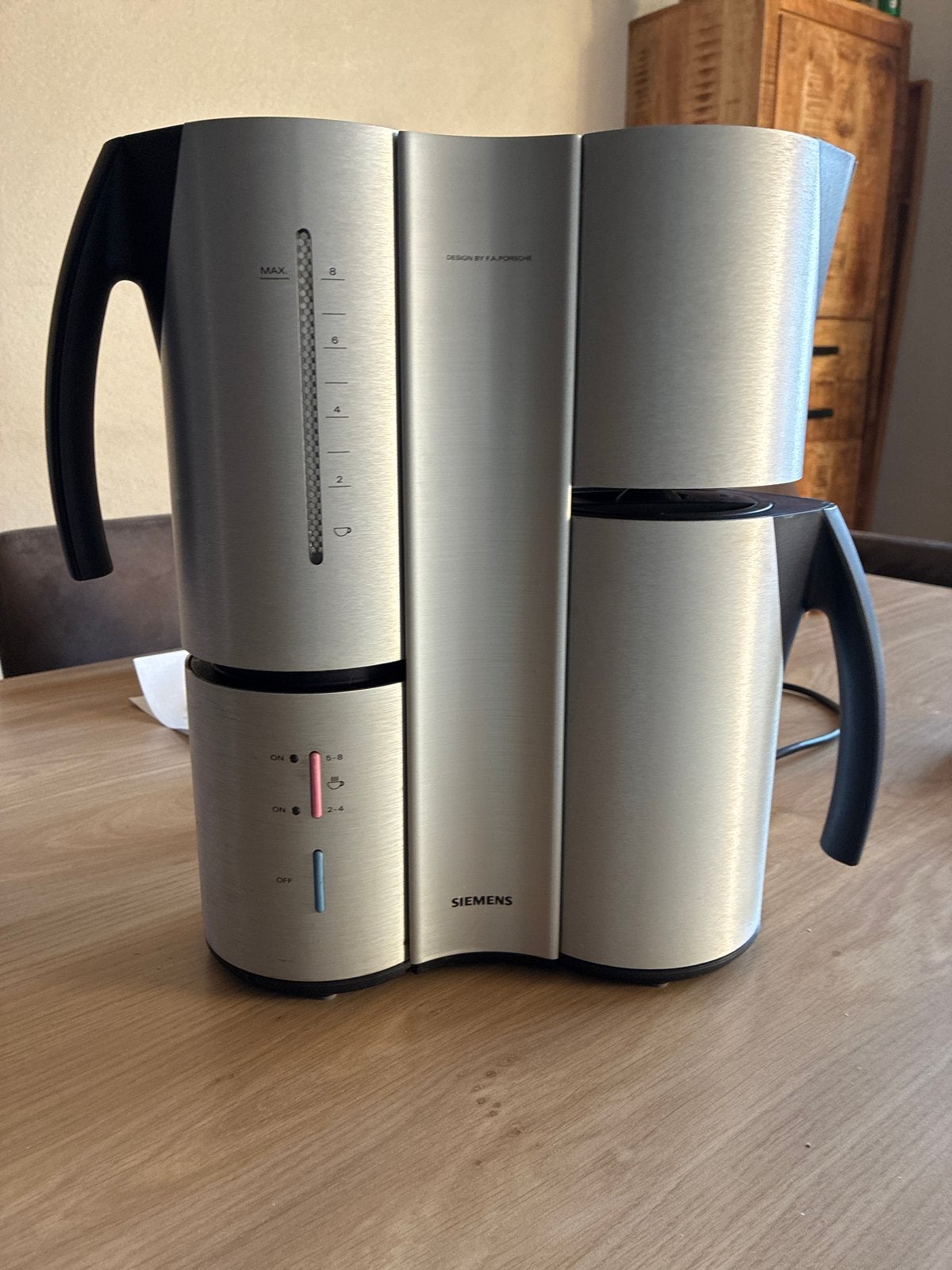 Siemens Porsche Design Koffiezetapparaat met Thermoskan, Ophalen, Gebruikt, Koffiemachine, Gemalen koffie
