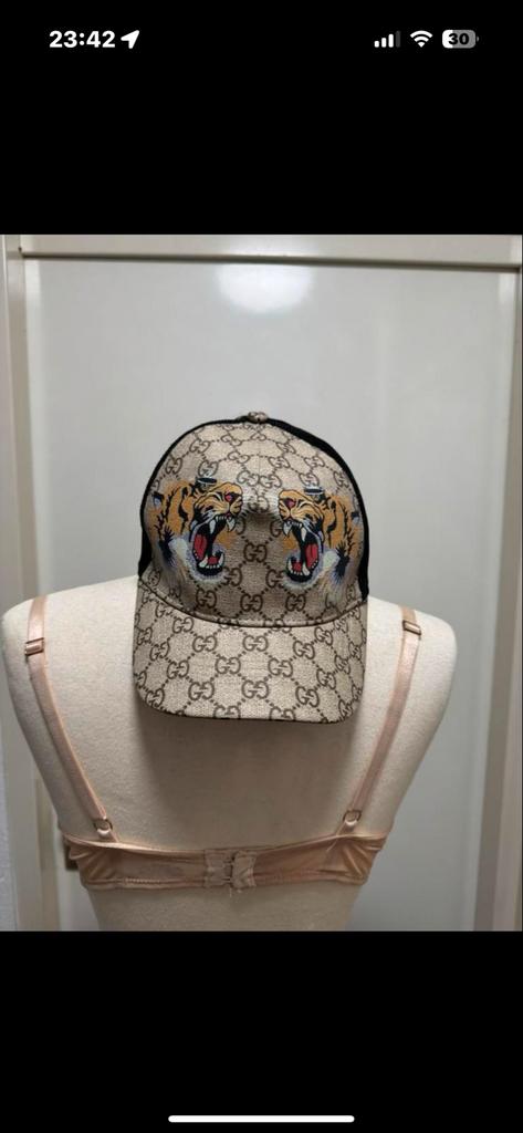 Gucci pet met tijgerprint, Ophalen of Verzenden, Zo goed als nieuw, One size fits all, Pet