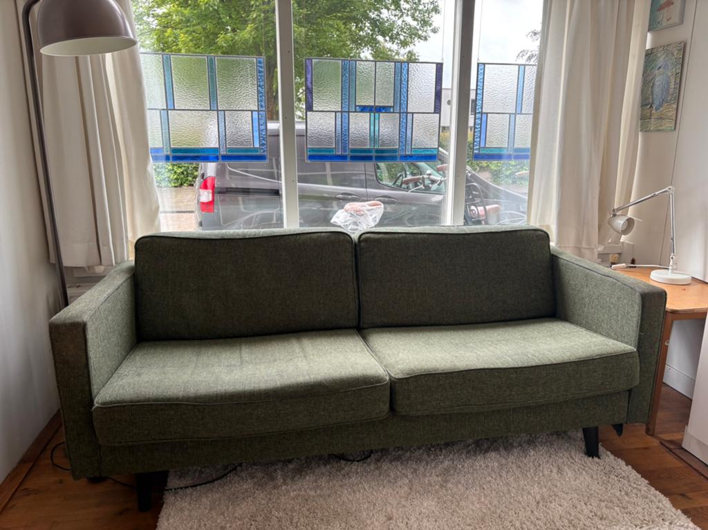 Groene bank, Ophalen, Zo goed als nieuw, 75 tot 100 cm