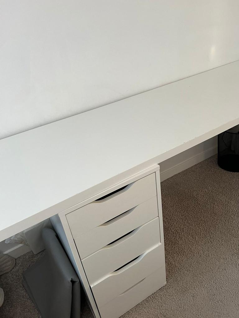 IKEA Linnmon / Alex bureau met lades, wit, Ophalen, Gebruikt, Met lades, Spaanplaat of MDF