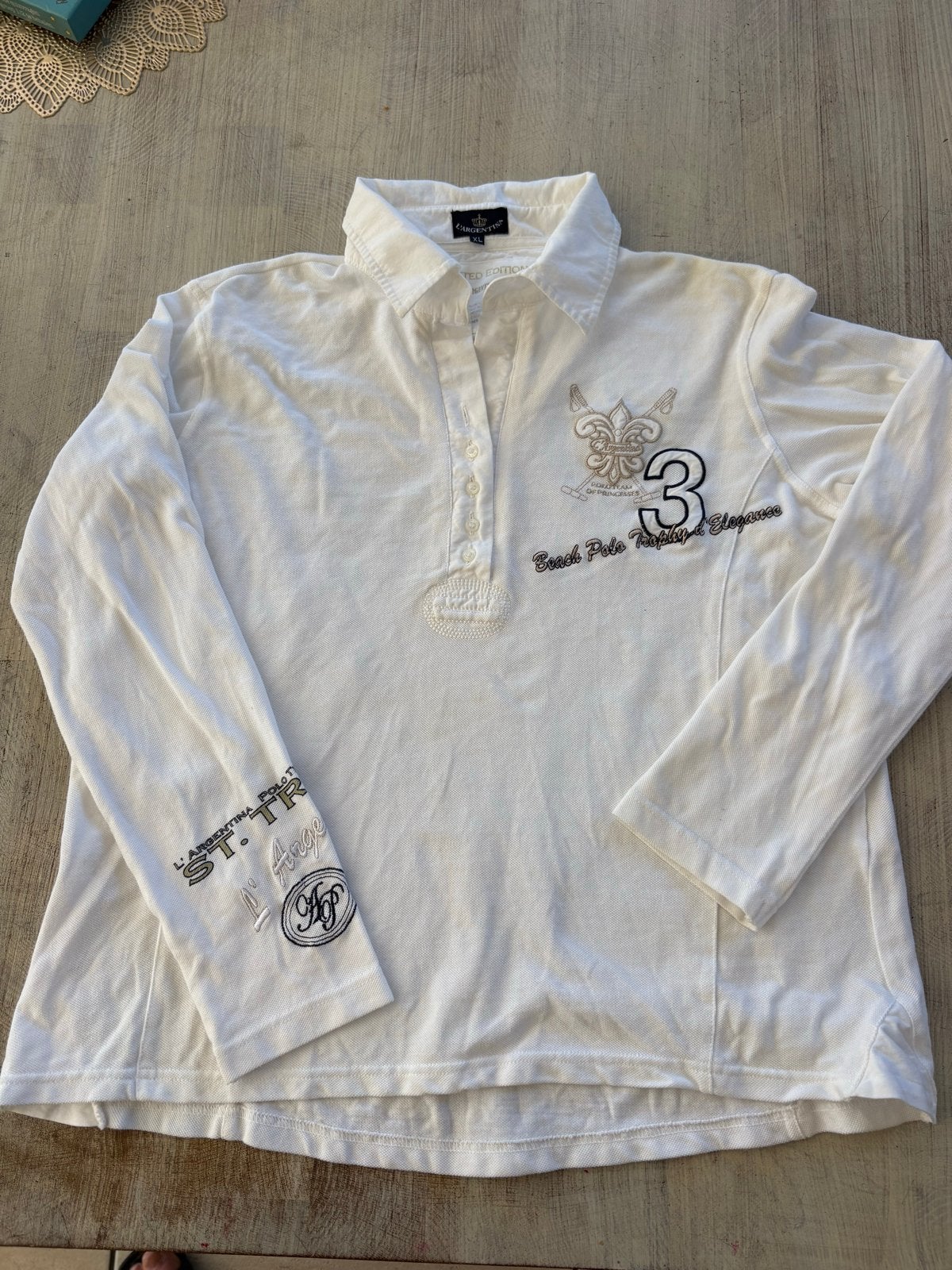 L'Argentina Limited Edition Polo Shirt XL, Kleding | Dames, Ophalen of Verzenden, Maat 46/48 (XL) of groter, Wit, Lange mouw