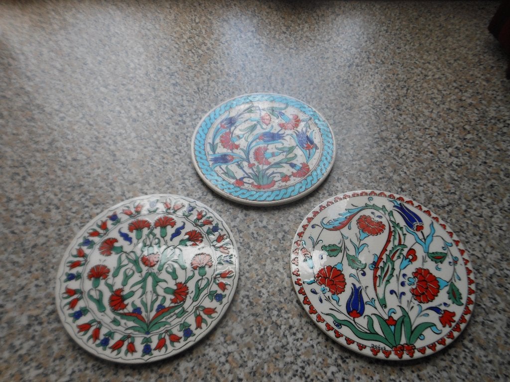 3x Handgemaakte keramische wandversiering, Ophalen, Oosters, Meerkleurig, Steen/keramiek