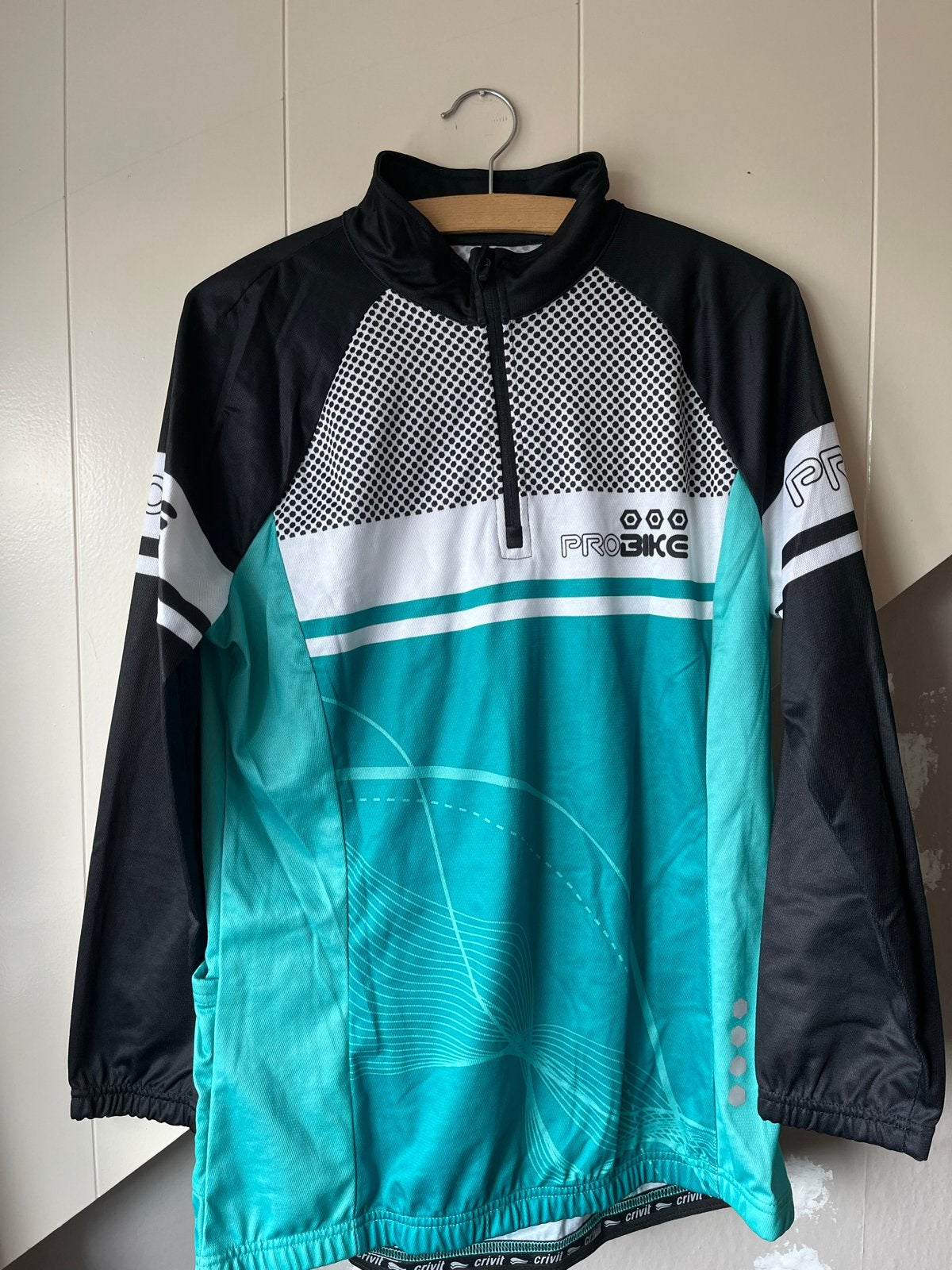 Dames wielrenshirt lange mouwen - Crivit Pro, Ophalen, Zwart, Maat 42/44 (L), Zo goed als nieuw