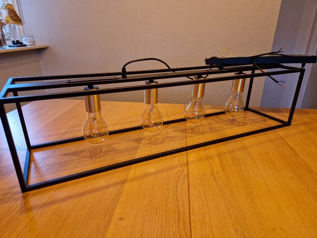 2 Industriële hanglampen met 4 en 1 lamp, Ophalen, Zo goed als nieuw, Metaal, Industrieel