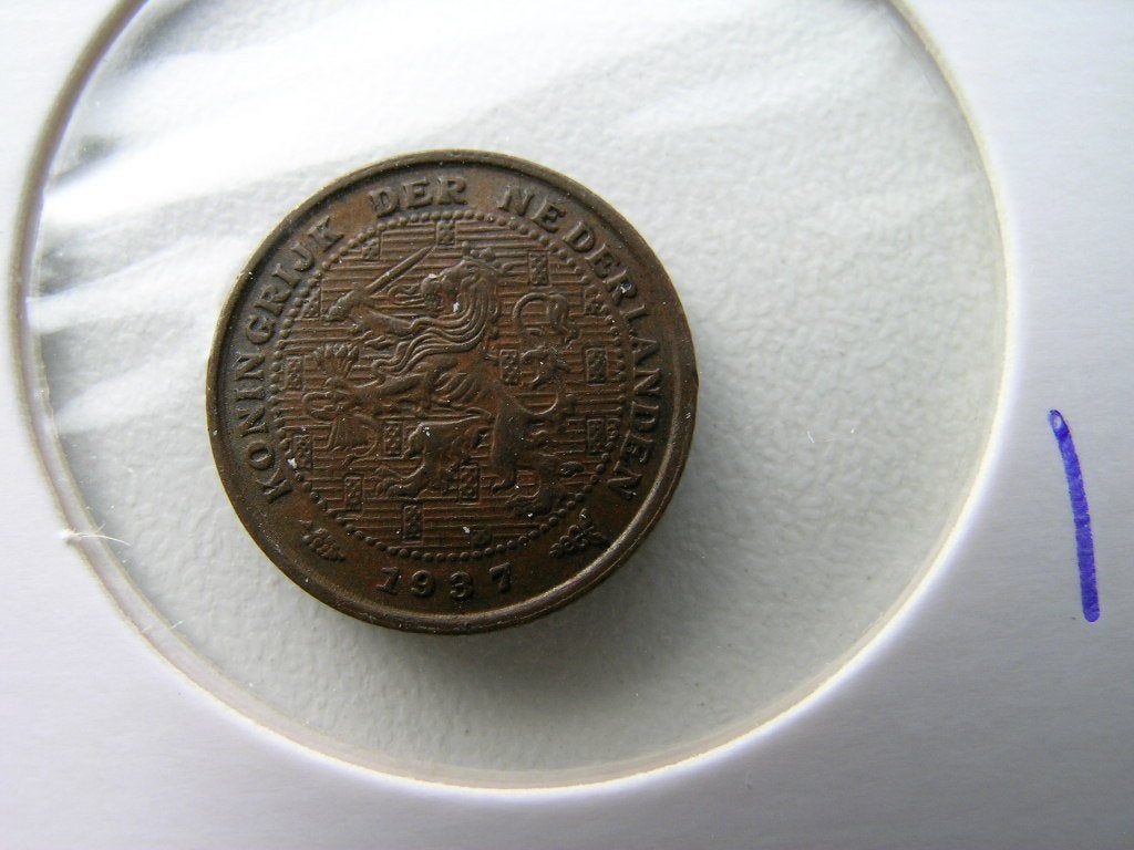 Halve Cent 1937 (nr 1), Postzegels en Munten, Munten | Nederland, Ophalen of Verzenden, Koningin Wilhelmina, Overige waardes, Losse munt