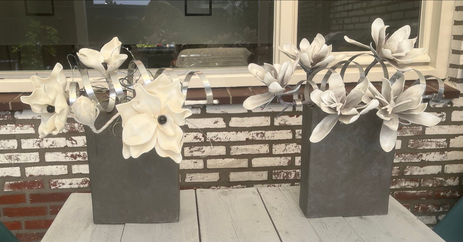 Kunstbloemstuk in pot - 50 cm hoog, Ophalen, Binnen, Gebruikt, Textiel